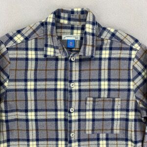 Handmade by Becca Flannel Shirt sz S-M‎ Grey Plaid Long Sleeve Workwear Heritage